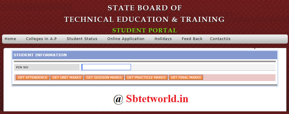 sbtet student portal for marks