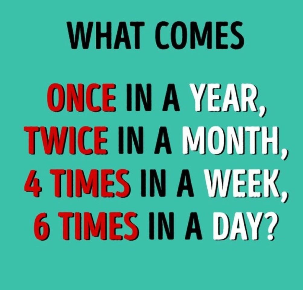 What Comes Once in a Year Twice in a Month Answer